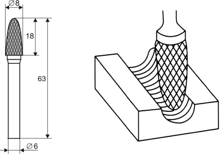 Борфреза Аркоподобная закругленная F 6х8 Энкор 21708 купить в Ханты-Мансийске