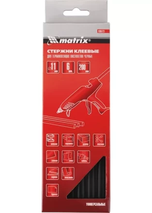 Стержни клеевые, чёрный, 11*200мм, 6 шт./упак. MATRIX 930721 купить в Ханты-Мансийске