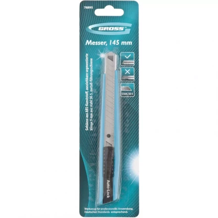 Нож 145 мм корпус ABS-пластик выдв. сегм. лезвие 9 мм SK-5 метал. направляющая GROSS 78895 купить в Ханты-Мансийске