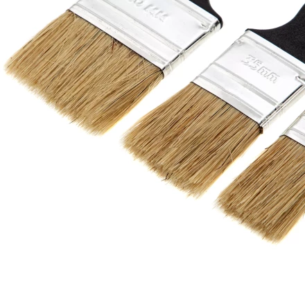 Набор кистей флейцевых 3 шт. (25 мм, 35 мм, 50 мм), натуральная щетина, пластиковая ручка Сибртех 82507 купить в Ханты-Мансийске