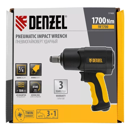 Ударный пневмогайковерт Denzel IW1700, 3/4", 8500 об/мин, 1700 Нм 57488 купить в Ханты-Мансийске