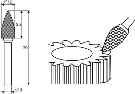 Борфреза Аркоподобная заостренная G 6х12 Энкор 21713 купить в Ханты-Мансийске