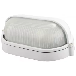 Светильник уличный СВЕТОЗАР влагозащищенный с верхним защитным кожухом, овал, цвет белый, 60Вт SV-57211-W