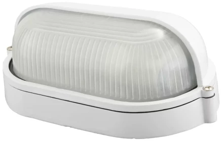 Светильник уличный СВЕТОЗАР влагозащищенный с верхним защитным кожухом, овал, цвет белый, 60Вт SV-57211-W купить в Ханты-Мансийске