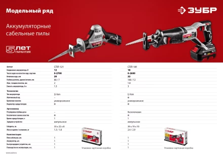Пила сабельная аккумуляторная СПЛ-121 серия СТАНДАРТ купить в Ханты-Мансийске