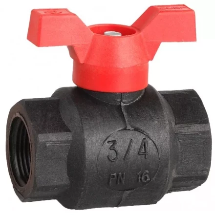 Кран шаровой ЗУБР полнопроходной &quot;мама-мама&quot;, бабочка, пластиковый корпус, 3/4&quot; 4-51523-P-3/4 купить в Ханты-Мансийске