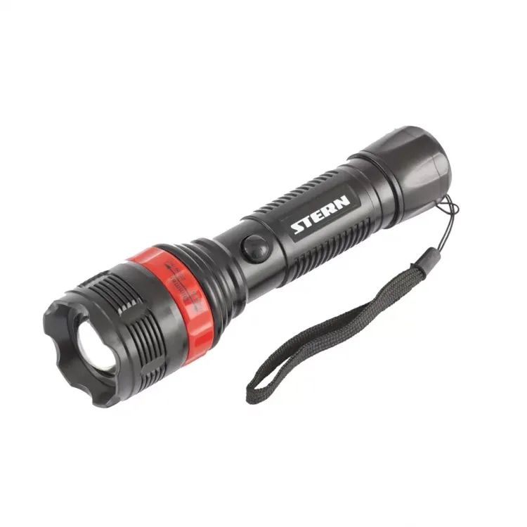 Фонарь бытовой пластик 3W LED ремешок зум 3 режима 100% - 50% - стробоскоп 3хААА Stern 90572 купить в Ханты-Мансийске