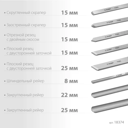 ЗУБР УМЕЛЕЦ-8, 8 шт, Р6М5, набор ручных резцов по дереву, Профессионал (18374) купить в Ханты-Мансийске
