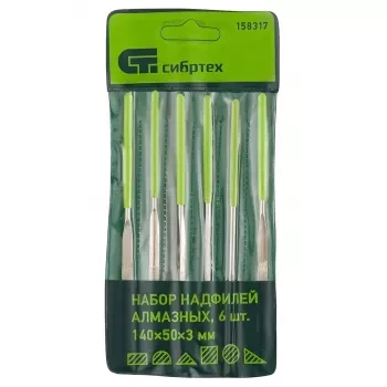Набор надфилей алмазных 140х50х3 6 штук СИБРТЕХ 158317 купить в Ханты-Мансийске
