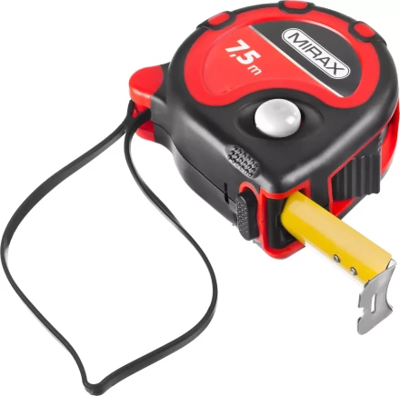 Рулетка, MIRAX 34013-08-25, 3 стопора, двухкомпонентный пластиковый корпус, 7,5мх25мм 34013-08-25 купить в Ханты-Мансийске