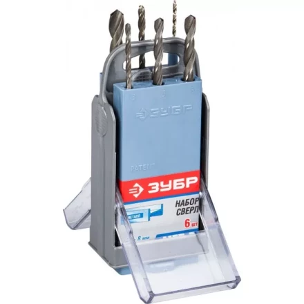 Набор ЗУБР ЗУБР &quot;МАСТЕР&quot;: по металлу, цилиндр хвостовик, быстрорежущая сталь Р6М5, 2,3,4,5,6,8мм, 6шт в супер боксе 4-29621-H6-SB купить в Ханты-Мансийске
