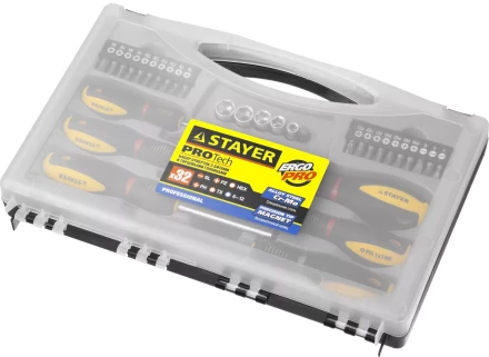 Набор STAYER "PROFESSIONAL" "PROTech": Отвертки, Cr-Mo, двухкомп рукоятка, намагниченные, 32 предмета, в кейсе 25134-H18_z01 купить в Ханты-Мансийске