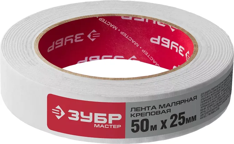 Малярная лента ЗУБР, креповая, 25мм х 50м 12115-25 купить в Ханты-Мансийске