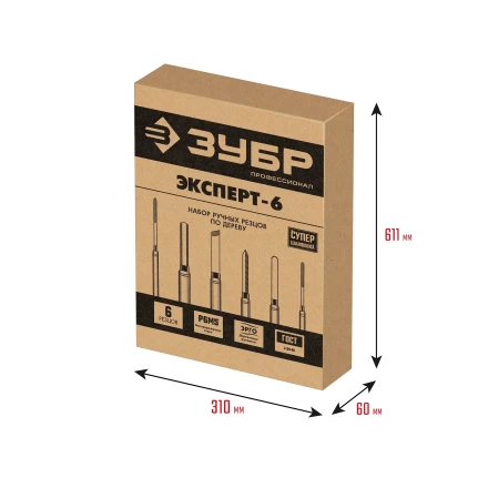 ЗУБР Эксперт-6, 6 предм., набор ручных резцов по дереву, Профессионал (18370) купить в Ханты-Мансийске