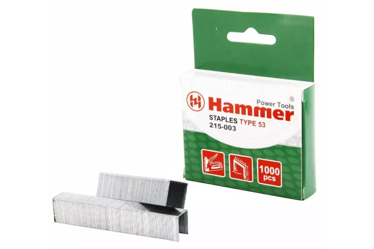 Скобы для степлера HAMMER 215-003 14мм, тип 53, 1000 шт. купить в Ханты-Мансийске