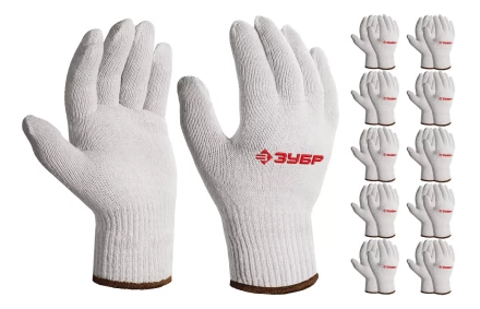 ЗУБР ОПТИМА, L-XL, х/б перчатки без покрытия, 10 класс, 10 пар (11446-XL10) купить в Ханты-Мансийске