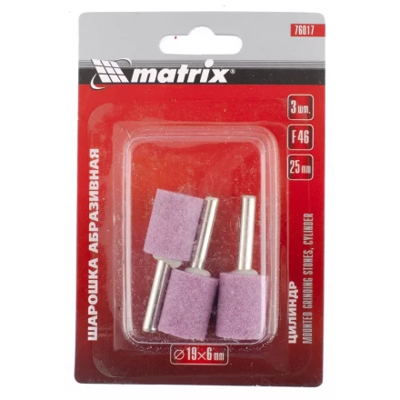 Шарошка абразивная цилиндр 19 x 25 x 6 мм F46 3 штуки MATRIX 76017 купить в Ханты-Мансийске
