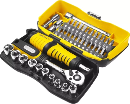 Набор STAYER &quot;PROFESSIONAL&quot;: Биты и торцовые головки с трещеткой и воротком, 39 предметов 25135-H39 купить в Ханты-Мансийске