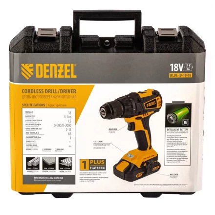 Дрель-шуруповерт аккумуляторная BLDL-IB-18-02 Denzel 26121 купить в Ханты-Мансийске