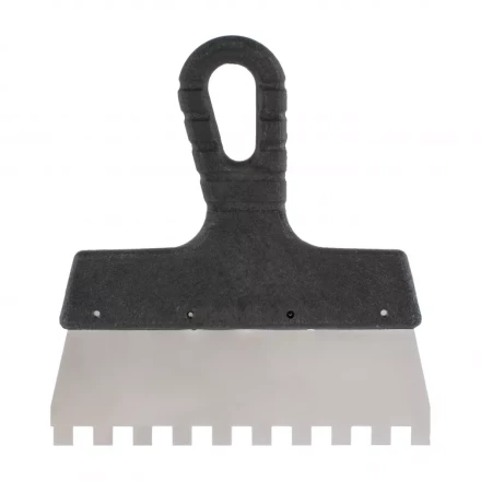 Шпатель из нержавеющей стали 150 мм зуб 10 х 10 мм пластмассовая ручка 85147 купить в Ханты-Мансийске