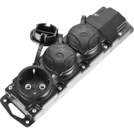 Колодка СИБИН для удлинителя, 3 гнезда, заземление, защитные крышки, IP44, макс мощность 3500Вт 55114-3 купить в Ханты-Мансийске