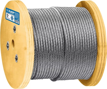 ЗУБР DIN 3060, свивка 6 х 19 + IWR, 12 мм, L 50 м, грузоподъемный стальной трос, Профессионал (30415-12) купить в Ханты-Мансийске