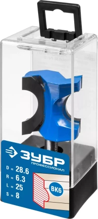 ЗУБР 28.6 x 25 мм, радиус 6.3 мм, фреза полустержневая, Профессионал (28723-28.6) купить в Ханты-Мансийске
