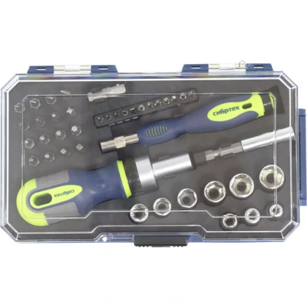 Отвертки реверсивные с набором бит и торцевыми головками 41 штук CrV Сибртех 13338 купить в Ханты-Мансийске