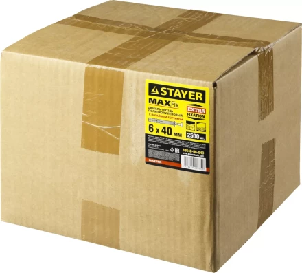 Дюбель-гвоздь полипропиленовый, потайный бортик, 6 x 40 мм, 2500 шт, STAYER Master 30640-06-040 30640-06-040 купить в Ханты-Мансийске