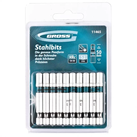 Набор бит HEX 6х50 сталь S2 10 шт GROSS 11465 купить в Ханты-Мансийске