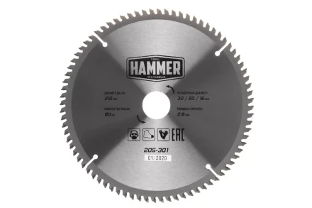 Диск пильный твердосплавный HAMMER Ф210х30мм 80зуб. купить в Ханты-Мансийске