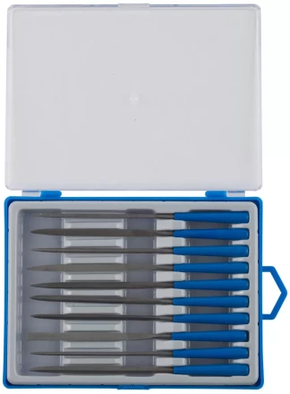 Набор ЗУБР "ЭКСПЕРТ" Надфили, пластмассовая ручка, насечка 0=драчевая, 100мм, 10шт 16021-0-H10 купить в Ханты-Мансийске