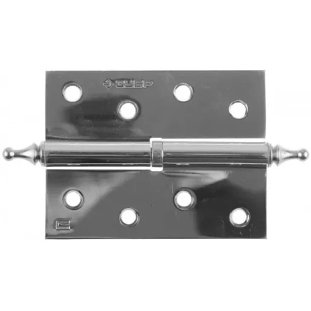 Петля дверная разъемная ЗУБР &quot;ЭКСПЕРТ&quot;, 1 подшипник, цвет хром (CP), правая, с крепежом, 100х75х2,5мм, 2 шт 37605-100-2R купить в Ханты-Мансийске