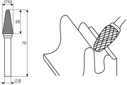 Борфреза Коническая закругленная L 6х10 Энкор 21718 купить в Ханты-Мансийске