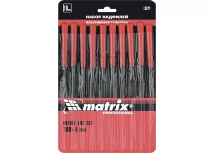 Набор надфилей 180 х 5мм 10 шт пластиковые рукоятки MATRIX 15824 купить в Ханты-Мансийске