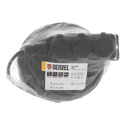 Удлинитель-шнур силовой Denzel Top Series, КГТТ, 20м, 3 розетки, 3 x 1,5 мм, 3 м 37422 купить в Ханты-Мансийске