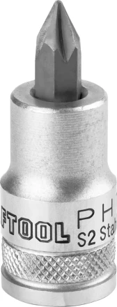 Торцовая бита-головка KRAFTOOL &quot;INDUSTRIE QUALITAT&quot;, материал S2, PHILLIPS, сатинированная, 1/2&quot;, PH1 27901-1_z01 купить в Ханты-Мансийске