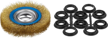 ЗУБР &quot;ПРОФЕССИОНАЛ&quot;. Щетка дисковая для точильно-шлифовального станка, витая стальная латунирован проволока 0,3мм, 125х32мм 35186-125_z01 купить в Ханты-Мансийске