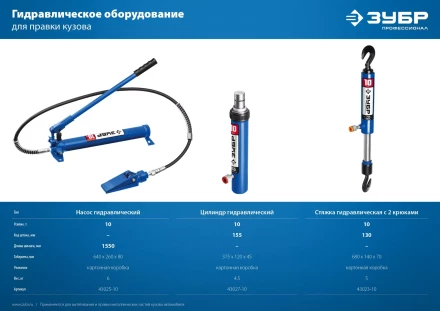ЗУБР 10 т, гидравлический цилиндр, Профессионал (43027-10) купить в Ханты-Мансийске