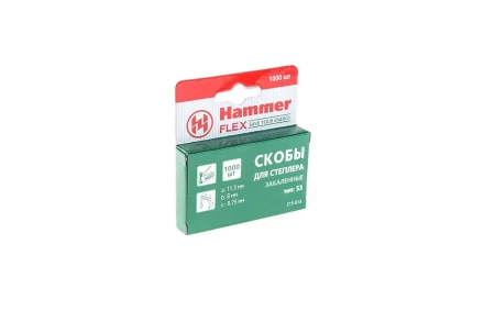 Скобы для степлера HAMMER 215-013 8мм, тип 53, 1000 шт. купить в Ханты-Мансийске