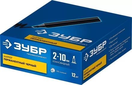 ЗУБР МП-1000К чёрный, 2-10 мм, клиновидный перманентный маркер (06333-2) купить в Ханты-Мансийске