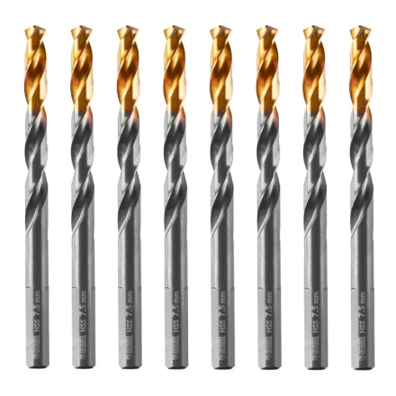 Сверло по металлу, 7,5 мм, HSS-Tin, Golden Tip, 8 шт. Denzel 717218 купить в Ханты-Мансийске