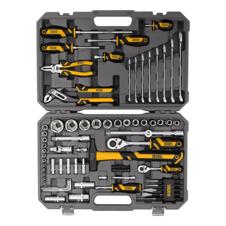 Набор инструментов Denzel 15802, 1/2", 1/4", CrV, S2, пластиковый кейс, 84 предмета купить в Ханты-Мансийске