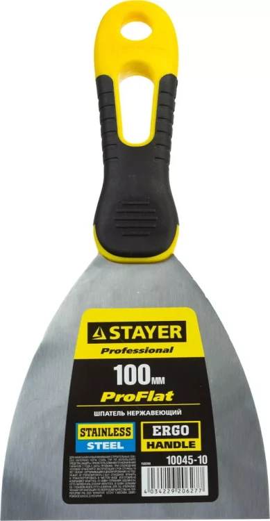 Шпатель STAYER "PROFESSIONAL" нержавеющее профилированное полотно, 2к ручка, 100 мм 10045-10 купить в Ханты-Мансийске