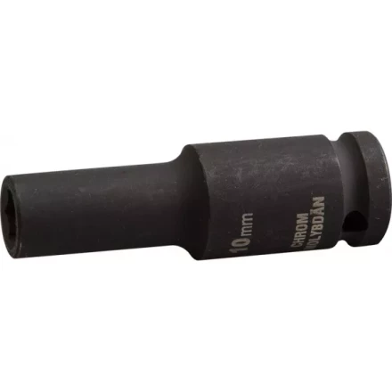 Торцовая головка KRAFTOOL &quot;INDUSTRIE QUALITAT&quot; ударная, удлиненная (1/2&quot;), FLANK, Cr-Mo, фосфатированная, 10 мм 27942-10_z01 купить в Ханты-Мансийске