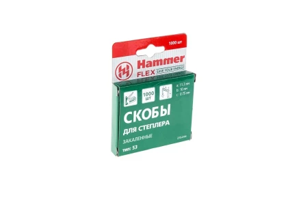 Скобы для степлера HAMMER 215-014  10мм, тип 53, 1000 шт. купить в Ханты-Мансийске