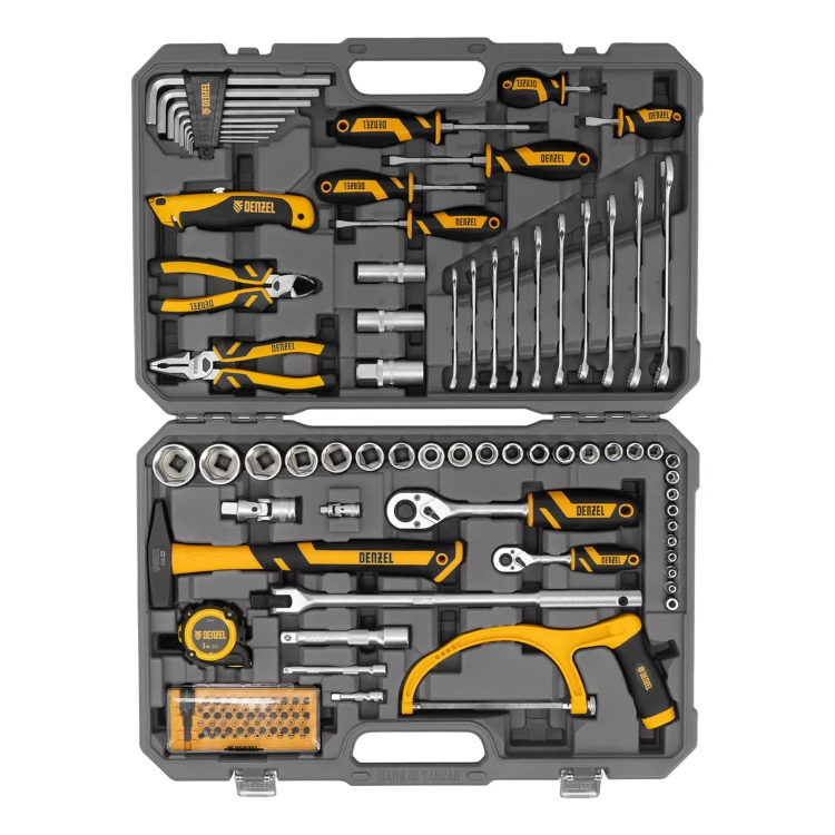 Набор инструментов Denzel 15803, 1/2", 1/4", CrV, S2, пластиковый кейс, 100 предметов купить в Ханты-Мансийске