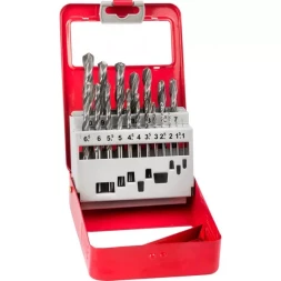 Набор ЗУБР "МАСТЕР": Свёрла по металлу, быстрорежущая сталь, в мет. боксе, 1-10мм, 19шт 29621-H19-M