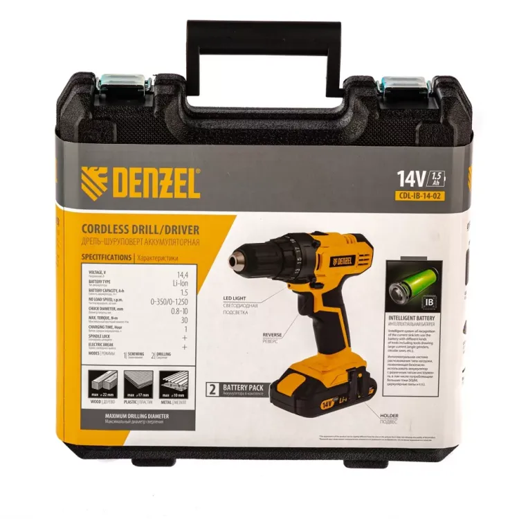Дрель-шуруповерт аккумуляторная CDL-IB-14-02 Denzel 26112 купить в Ханты-Мансийске