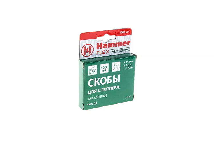 Скобы для степлера HAMMER 215-015  12мм, тип 53, 1000 шт. купить в Ханты-Мансийске